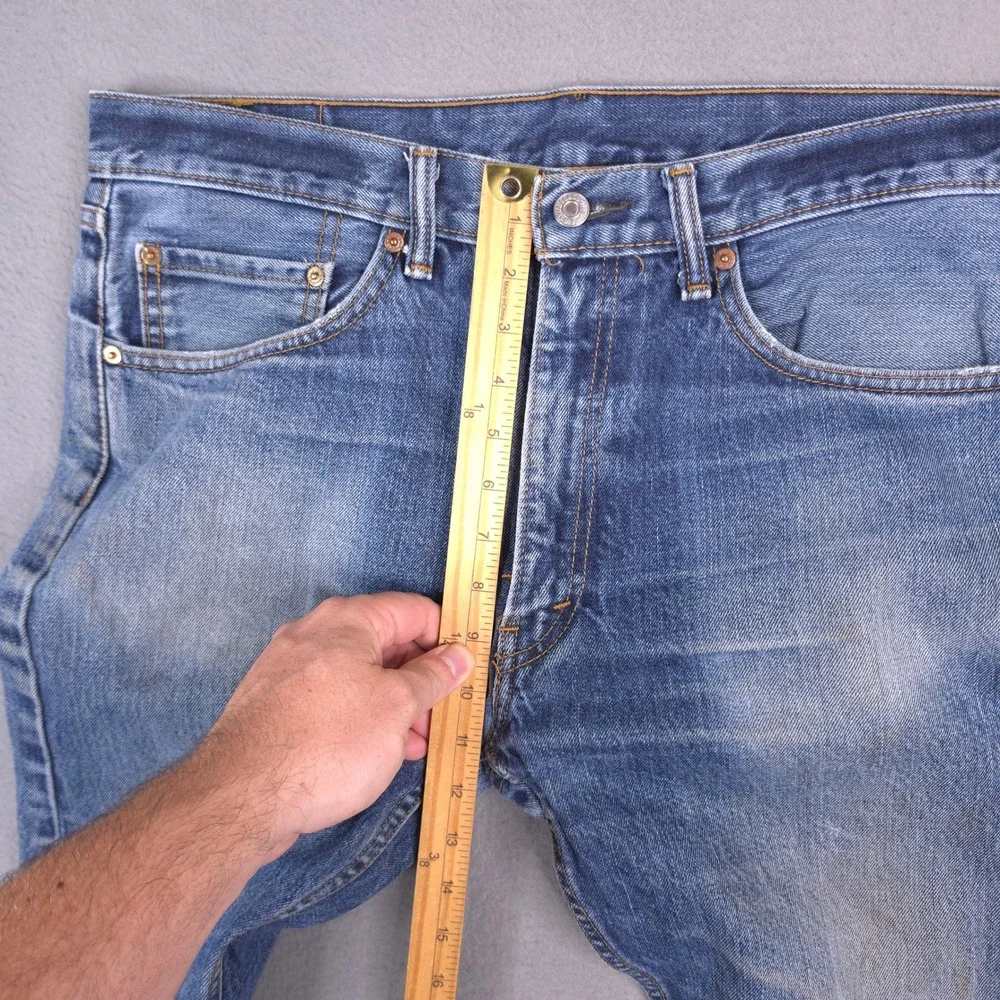 Levi's 505 Regular Fit Jeans Blue Denim 36x34 Distressed Faded Cotton Straight